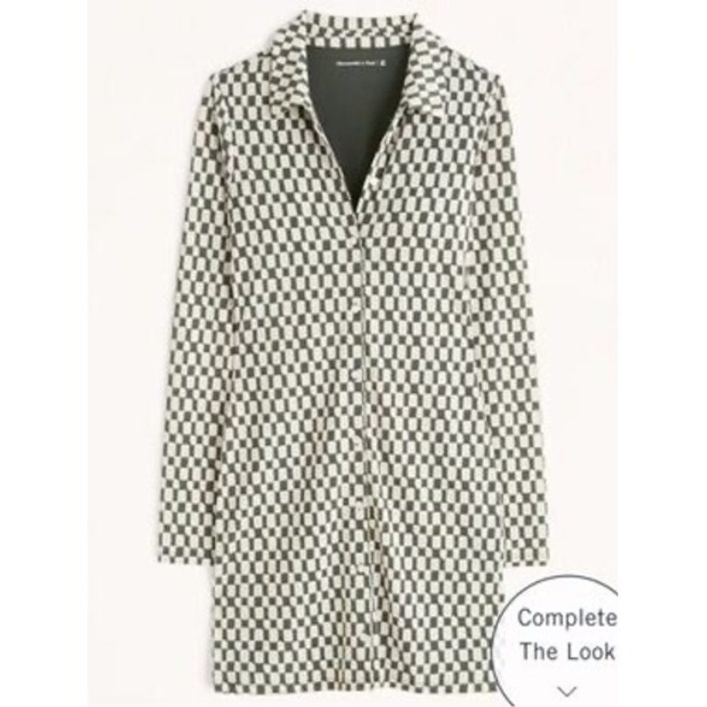 Abercrombie & Fitch Mini Dress Checkered Size Medium Petite Green/White Women's